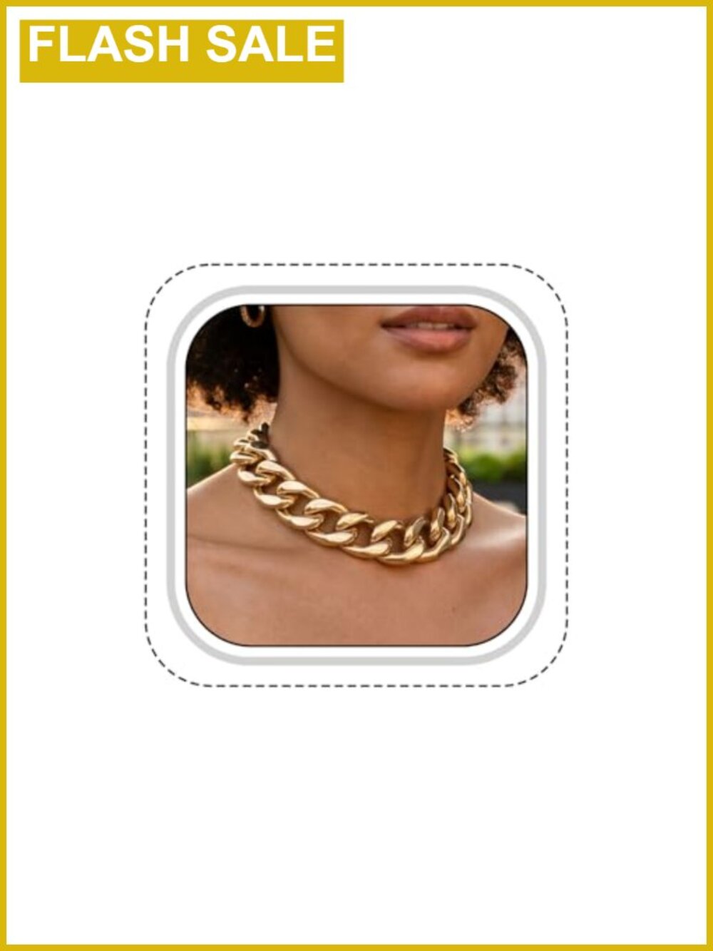 Chunky Cuban Link Necklace Bold Gold-Tone Choker Statement Jewelry